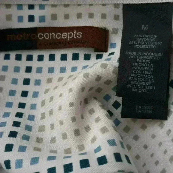 Metro Concepts Dress Shirt Mens Size Medium Long Sleeves Top - Picture 4 of 5
